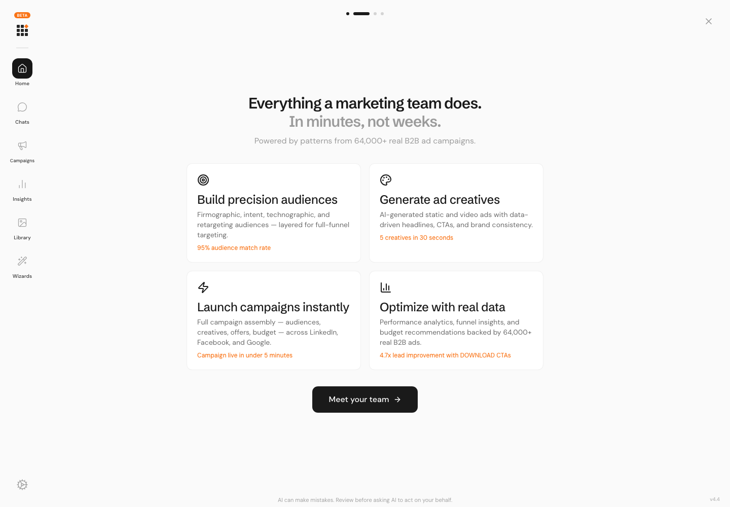 Metadata app showing the agent team operating from one interface