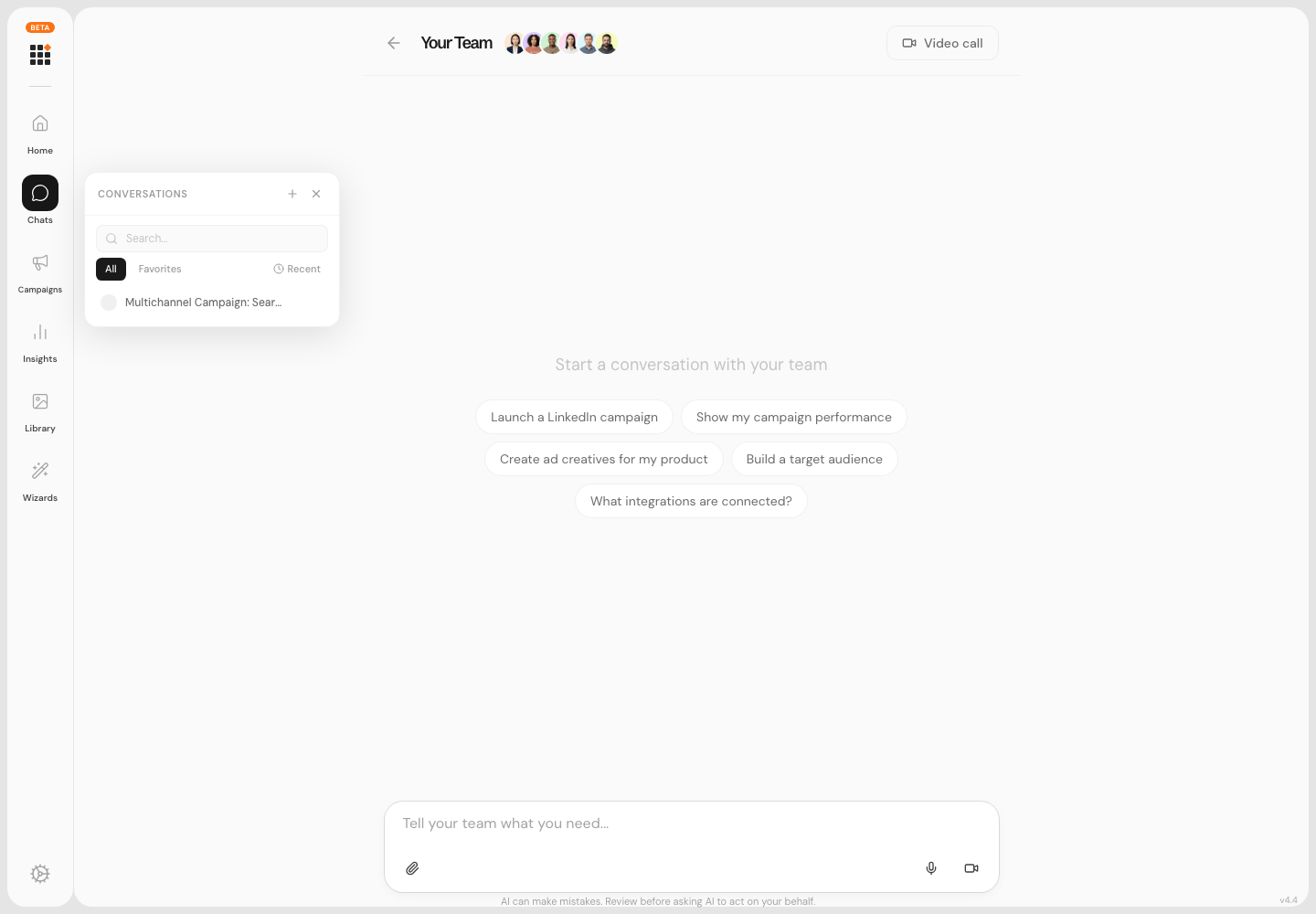 Metadata chat workspace for campaign collaboration