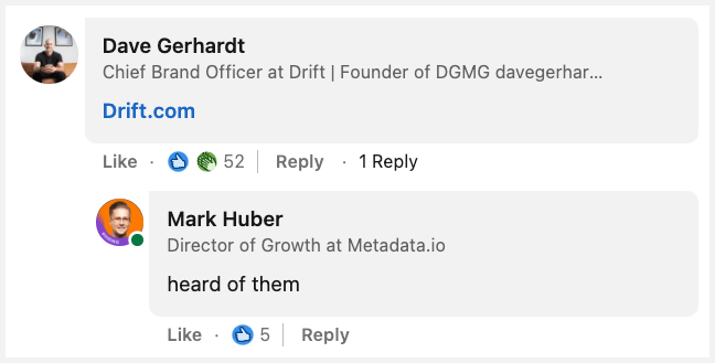 drift linkedin screenshot comment