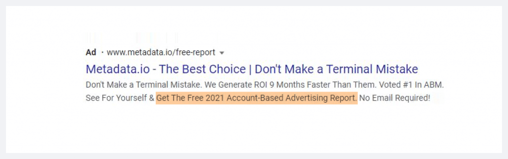 google ads call to action example