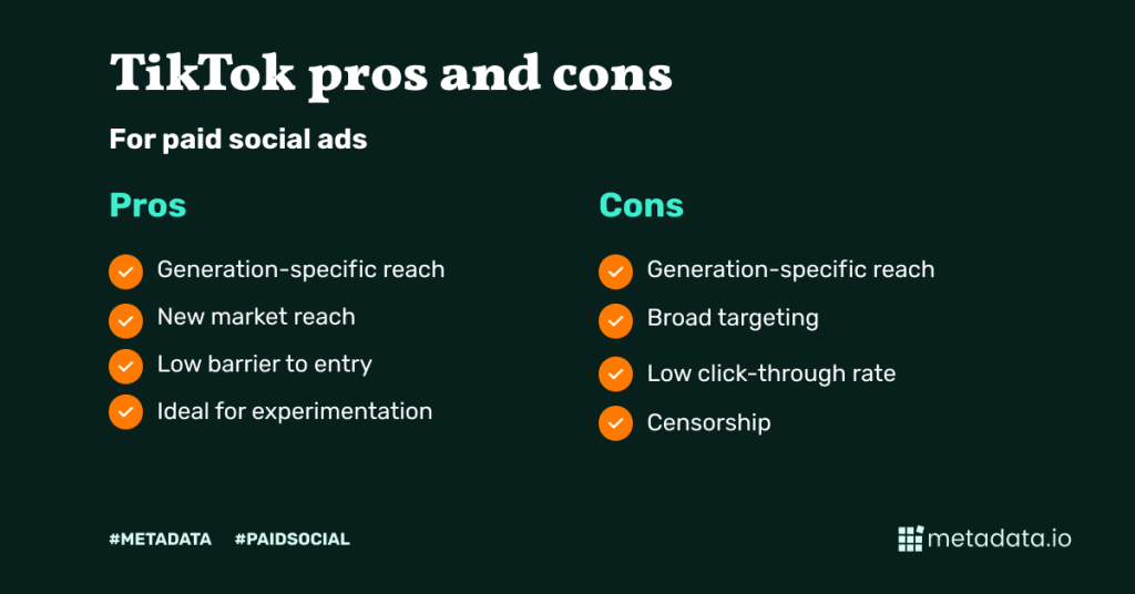 tiktok pros and cons for paid social media