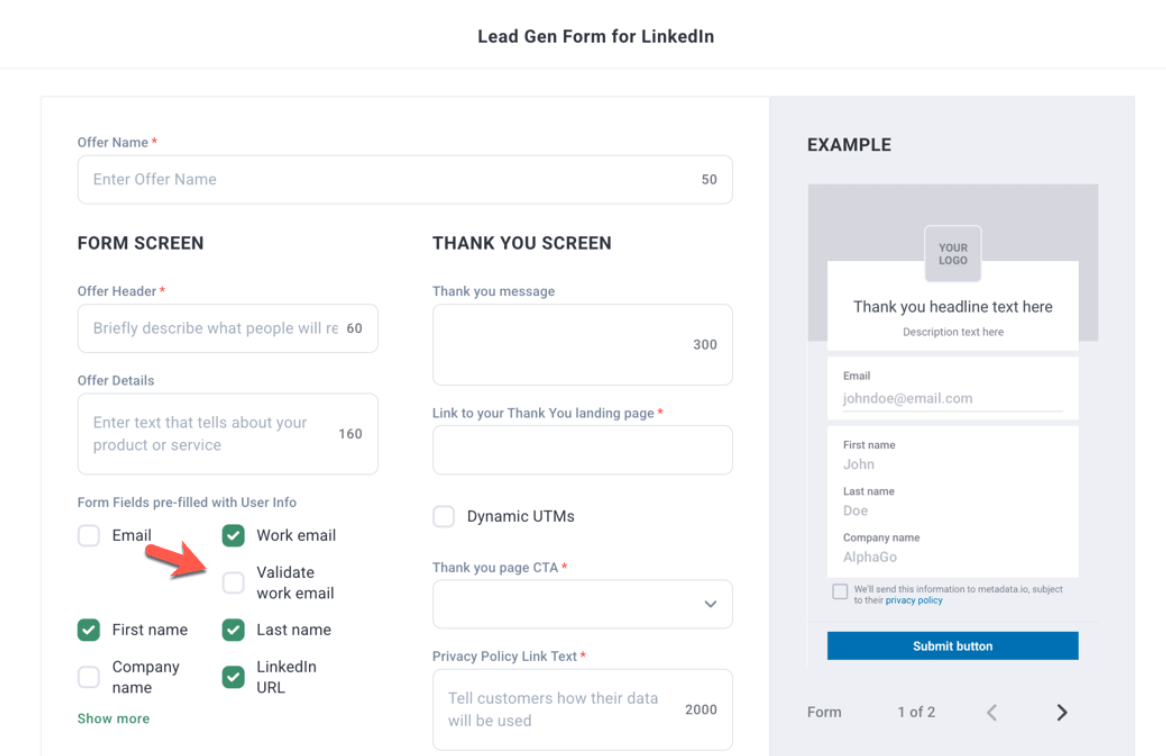 CAMPAIGN LINKEDIN - Validate Work Email