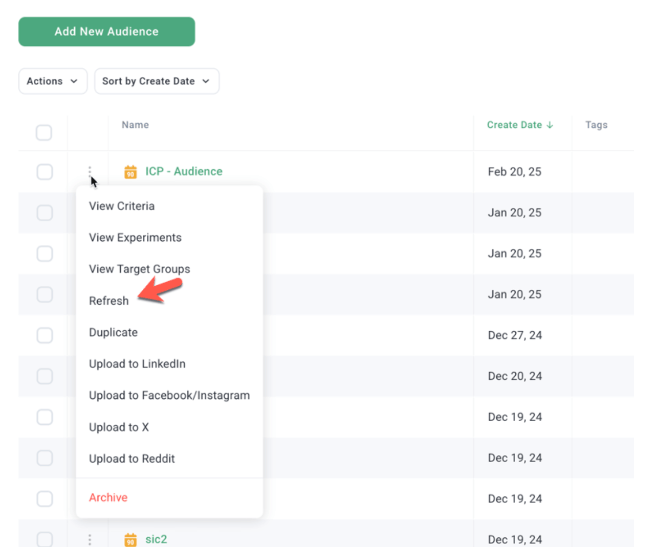 AUDIENCE - REFRESH Audiences Full Cycle