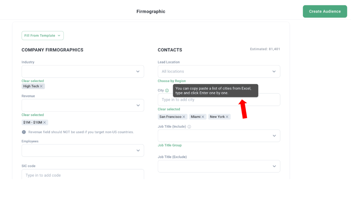 Copy/Paste Cities to Firmographic