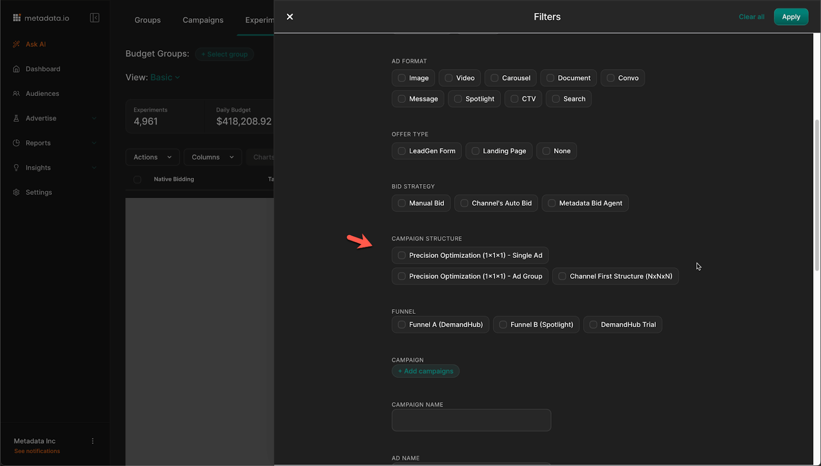 Campaign Filtering Enhancements