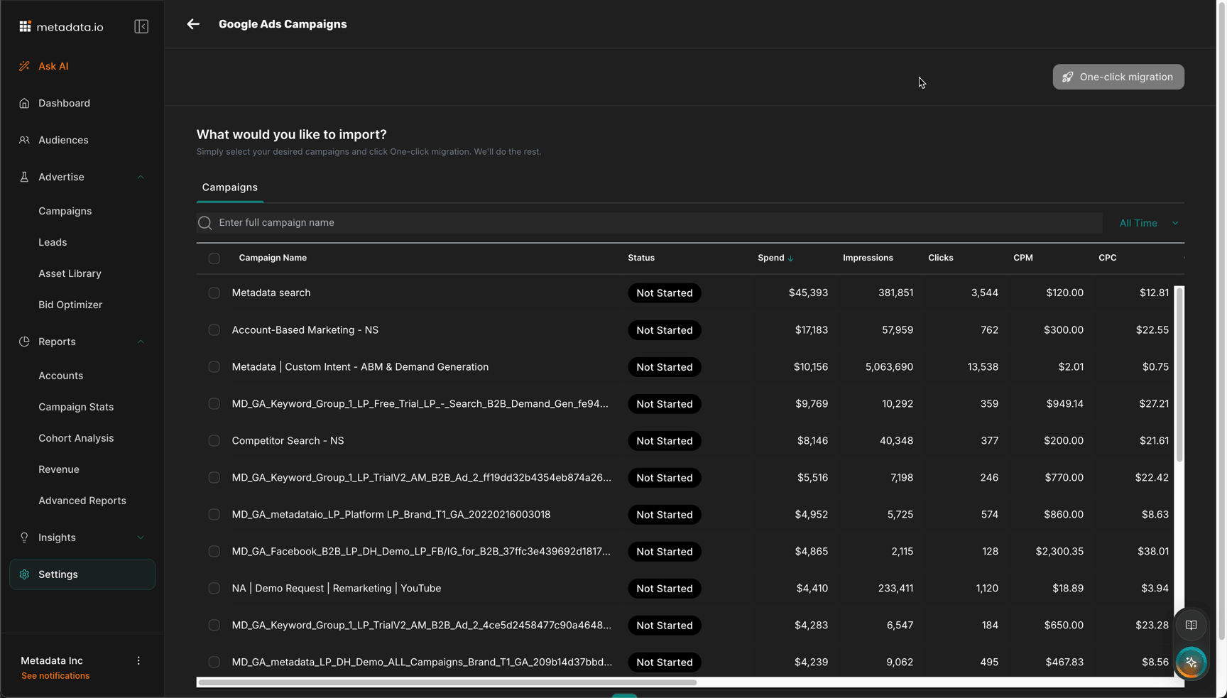 Campaign Migration (Google Ads, LinkedIn)