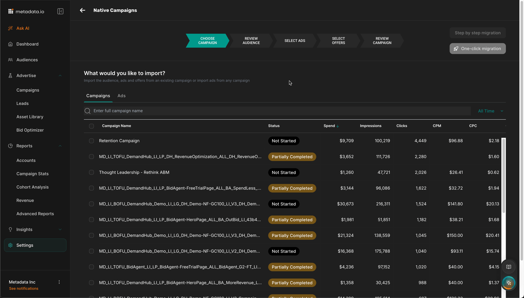 Campaign Migration (Google Ads, LinkedIn)